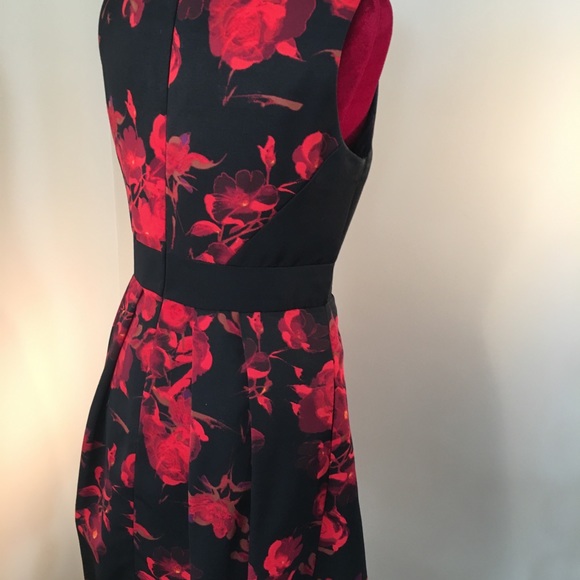 Taylor Red and Black Floral Dress 8P - Picture 4 of 6